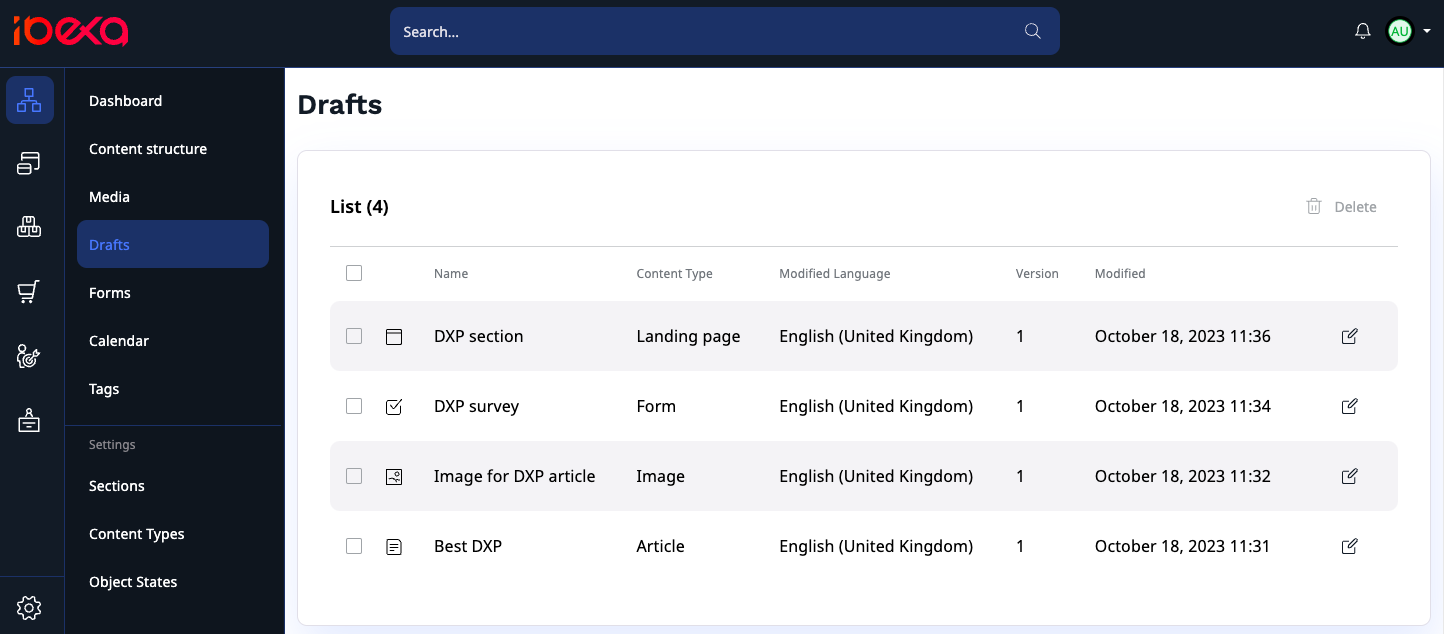 Draft section added to Content Draft section added to Content